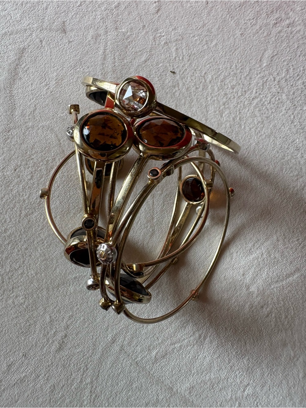 henri bendel Gold/champagne Tone Bracelet with Amber Brown Crystals